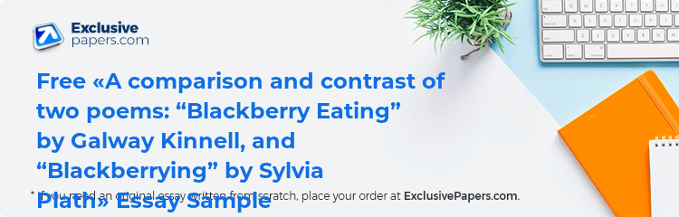 Free «A comparison and contrast of two poems: “Blackberry Eating” by Galway Kinnell, and “Blackberrying” by Sylvia Plath» Essay Sample