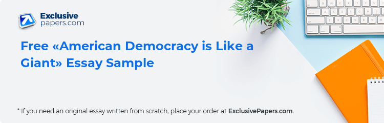 Free «American Democracy is Like a Giant» Essay Sample