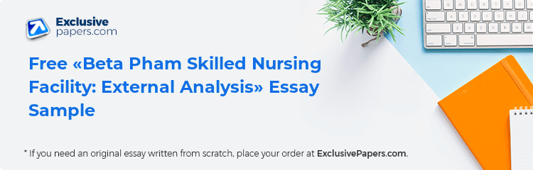 Free «Beta Pham Skilled Nursing Facility: External Analysis» Essay Sample