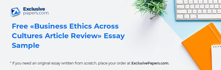 Free «Business Ethics Across Cultures Article Review» Essay Sample