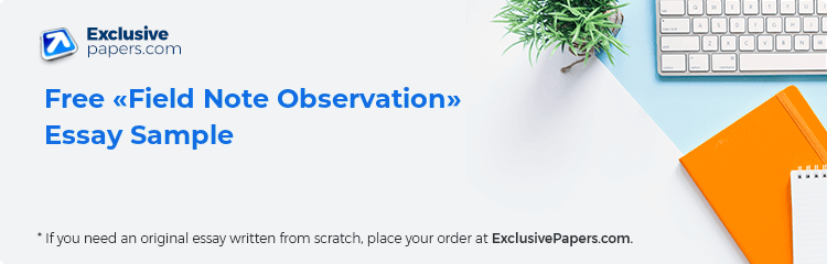 Free «Field Note Observation» Essay Sample