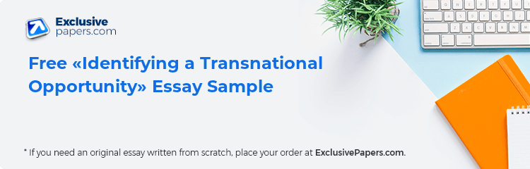 Free «Identifying a Transnational Opportunity» Essay Sample