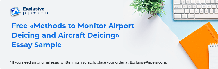 Free «Methods to Monitor Airport Deicing and Aircraft Deicing» Essay Sample