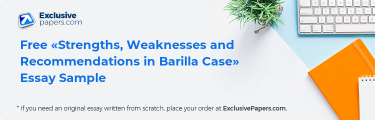 Free «Strengths, Weaknesses and Recommendations in Barilla Case» Essay Sample