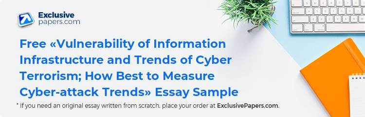 Free «Vulnerability of Information Infrastructure and Trends of Cyber Terrorism; How Best to Measure Cyber-attack Trends» Essay Sample